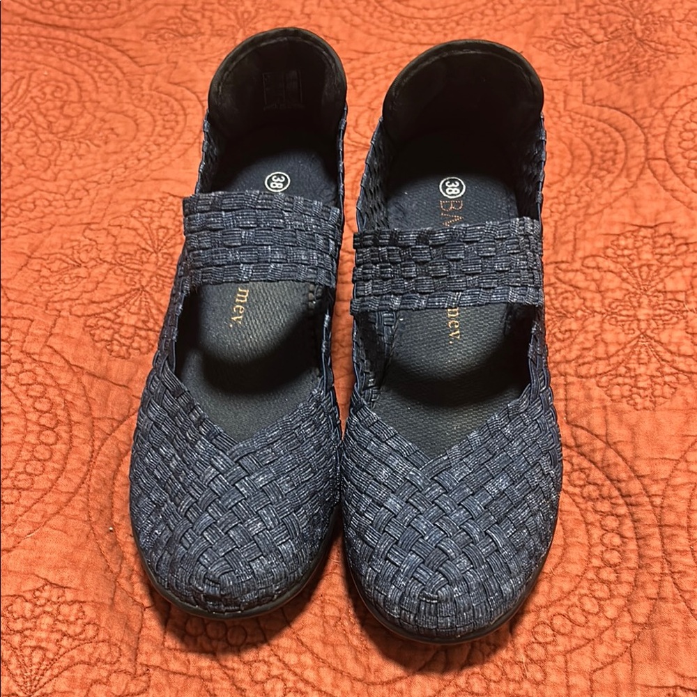 bernie mev. Blue Woven Flats Slip-On Comfort